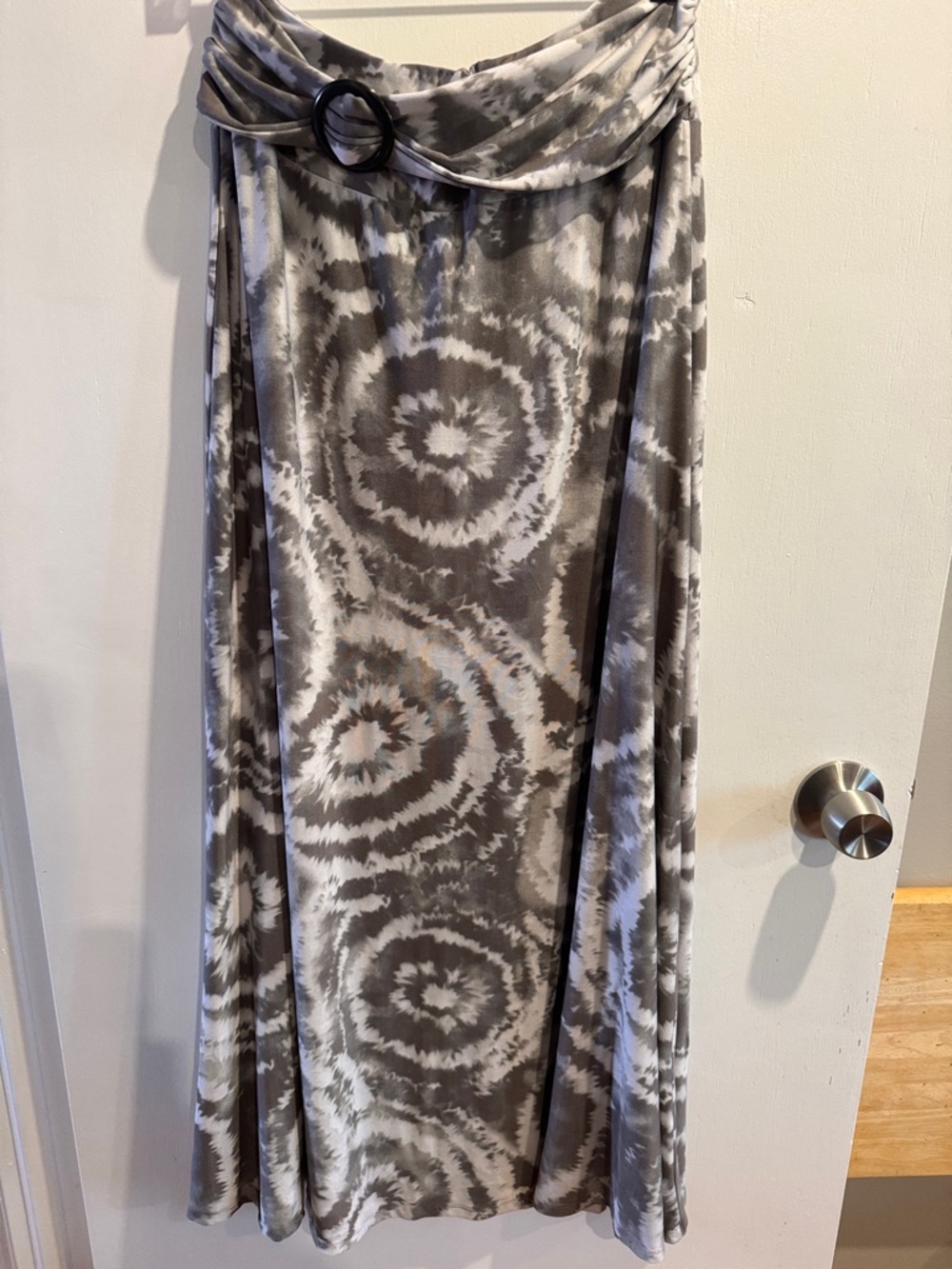 Robert Louis Gray Tie-Dye Maxi Skirt with Belt Ring